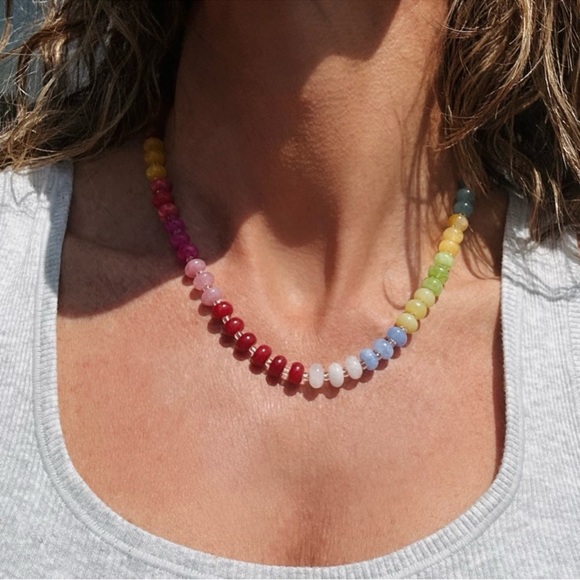 Colorful Rainbow Stone Beaded Choker Necklace
Adjustable - Picture 3 of 12